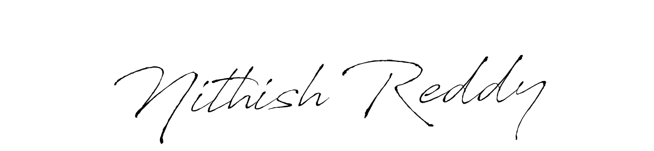 The best way (Antro_Vectra) to make a short signature is to pick only two or three words in your name. The name Nithish Reddy include a total of six letters. For converting this name. Nithish Reddy signature style 6 images and pictures png