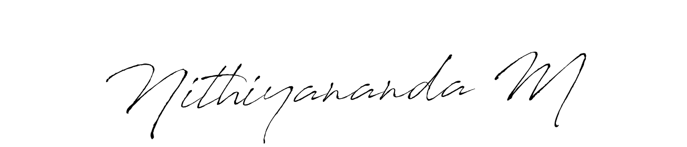 Make a beautiful signature design for name Nithiyananda M. With this signature (Antro_Vectra) style, you can create a handwritten signature for free. Nithiyananda M signature style 6 images and pictures png