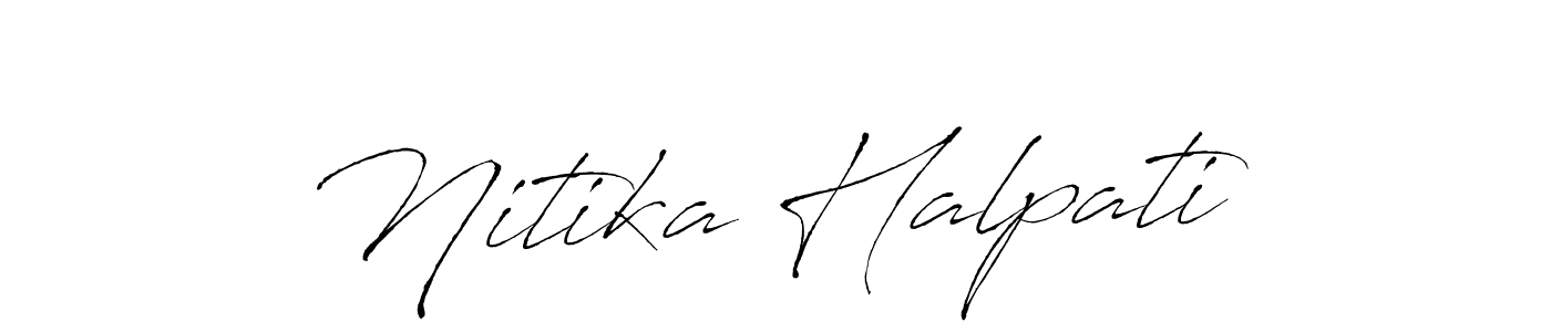 This is the best signature style for the Nitika Halpati name. Also you like these signature font (Antro_Vectra). Mix name signature. Nitika Halpati signature style 6 images and pictures png