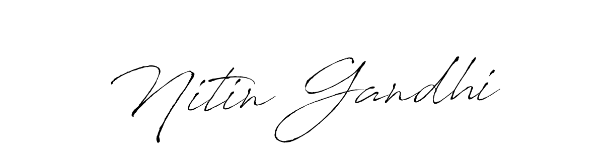 How to make Nitin Gandhi name signature. Use Antro_Vectra style for creating short signs online. This is the latest handwritten sign. Nitin Gandhi signature style 6 images and pictures png