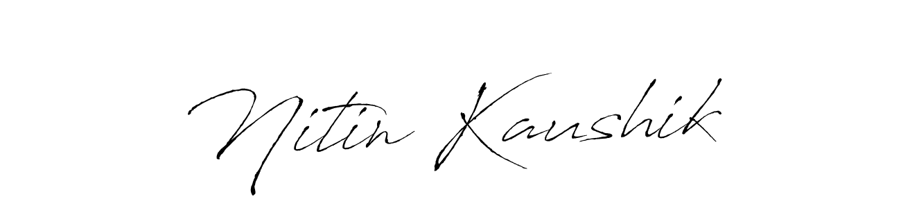 How to make Nitin Kaushik name signature. Use Antro_Vectra style for creating short signs online. This is the latest handwritten sign. Nitin Kaushik signature style 6 images and pictures png