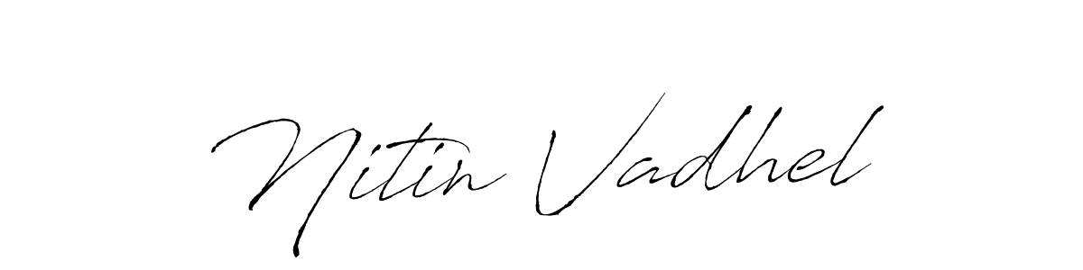 How to make Nitin Vadhel name signature. Use Antro_Vectra style for creating short signs online. This is the latest handwritten sign. Nitin Vadhel signature style 6 images and pictures png