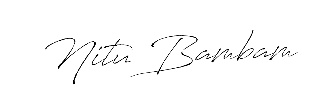 The best way (Antro_Vectra) to make a short signature is to pick only two or three words in your name. The name Nitu Bambam include a total of six letters. For converting this name. Nitu Bambam signature style 6 images and pictures png