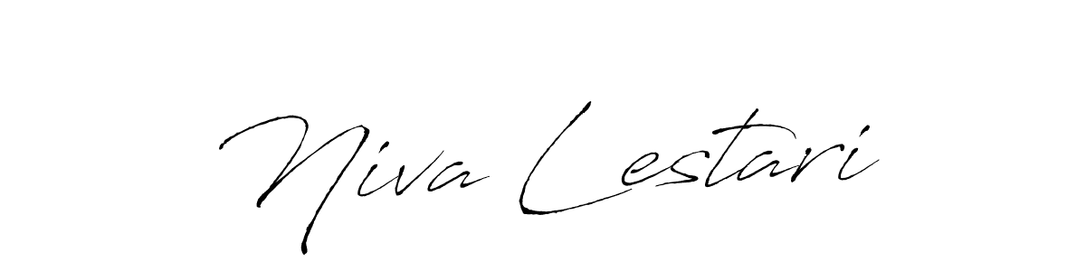 The best way (Antro_Vectra) to make a short signature is to pick only two or three words in your name. The name Niva Lestari include a total of six letters. For converting this name. Niva Lestari signature style 6 images and pictures png