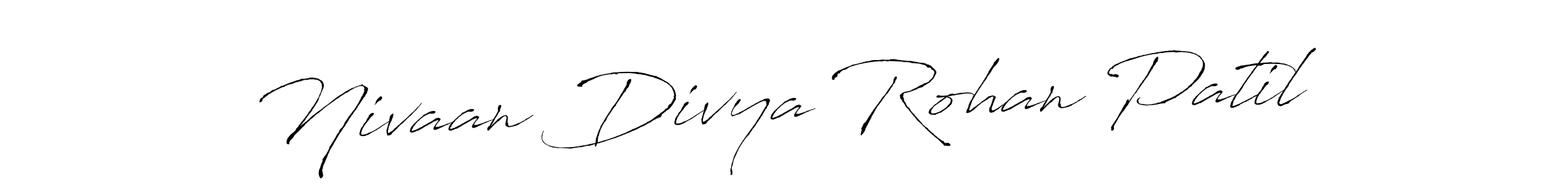 This is the best signature style for the Nivaan Divya Rohan Patil name. Also you like these signature font (Antro_Vectra). Mix name signature. Nivaan Divya Rohan Patil signature style 6 images and pictures png