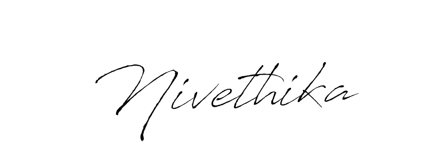 The best way (Antro_Vectra) to make a short signature is to pick only two or three words in your name. The name Nivethika include a total of six letters. For converting this name. Nivethika signature style 6 images and pictures png