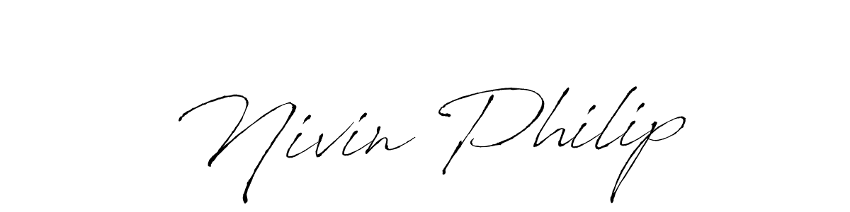 How to make Nivin Philip name signature. Use Antro_Vectra style for creating short signs online. This is the latest handwritten sign. Nivin Philip signature style 6 images and pictures png