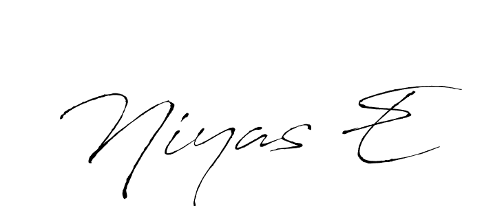 How to make Niyas E name signature. Use Antro_Vectra style for creating short signs online. This is the latest handwritten sign. Niyas E signature style 6 images and pictures png