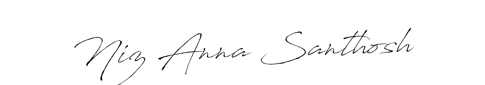 This is the best signature style for the Niz Anna Santhosh name. Also you like these signature font (Antro_Vectra). Mix name signature. Niz Anna Santhosh signature style 6 images and pictures png