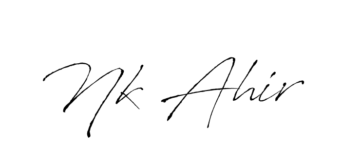 Antro_Vectra is a professional signature style that is perfect for those who want to add a touch of class to their signature. It is also a great choice for those who want to make their signature more unique. Get Nk Ahir name to fancy signature for free. Nk Ahir signature style 6 images and pictures png