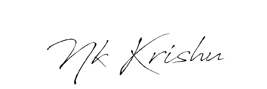 The best way (Antro_Vectra) to make a short signature is to pick only two or three words in your name. The name Nk Krishu include a total of six letters. For converting this name. Nk Krishu signature style 6 images and pictures png