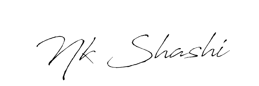 The best way (Antro_Vectra) to make a short signature is to pick only two or three words in your name. The name Nk Shashi include a total of six letters. For converting this name. Nk Shashi signature style 6 images and pictures png
