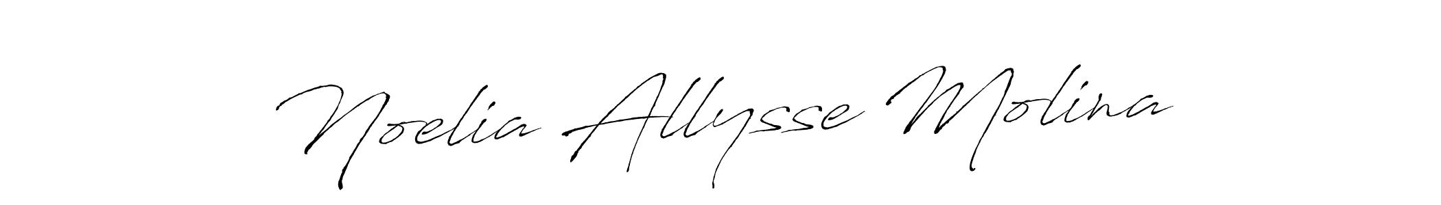 How to make Noelia Allysse Molina name signature. Use Antro_Vectra style for creating short signs online. This is the latest handwritten sign. Noelia Allysse Molina signature style 6 images and pictures png