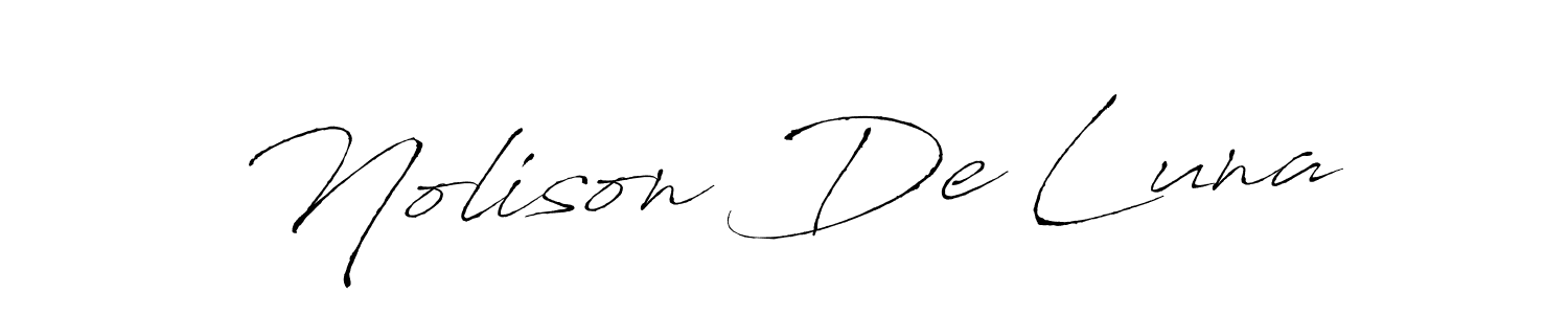 Make a beautiful signature design for name Nolison De Luna. With this signature (Antro_Vectra) style, you can create a handwritten signature for free. Nolison De Luna signature style 6 images and pictures png