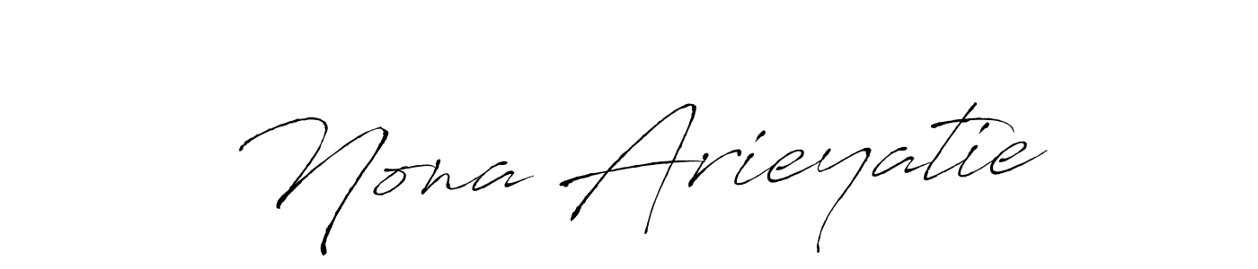 The best way (Antro_Vectra) to make a short signature is to pick only two or three words in your name. The name Nona Arieyatie include a total of six letters. For converting this name. Nona Arieyatie signature style 6 images and pictures png
