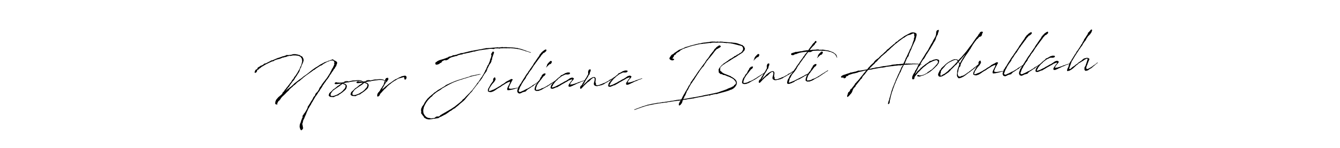 The best way (Antro_Vectra) to make a short signature is to pick only two or three words in your name. The name Noor Juliana Binti Abdullah include a total of six letters. For converting this name. Noor Juliana Binti Abdullah signature style 6 images and pictures png