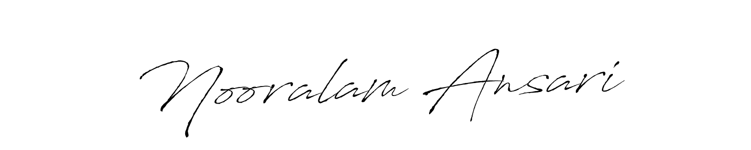 The best way (Antro_Vectra) to make a short signature is to pick only two or three words in your name. The name Nooralam Ansari include a total of six letters. For converting this name. Nooralam Ansari signature style 6 images and pictures png