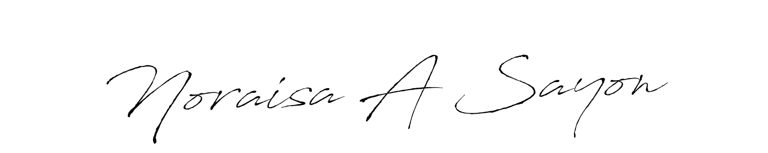 The best way (Antro_Vectra) to make a short signature is to pick only two or three words in your name. The name Noraisa A Sayon include a total of six letters. For converting this name. Noraisa A Sayon signature style 6 images and pictures png