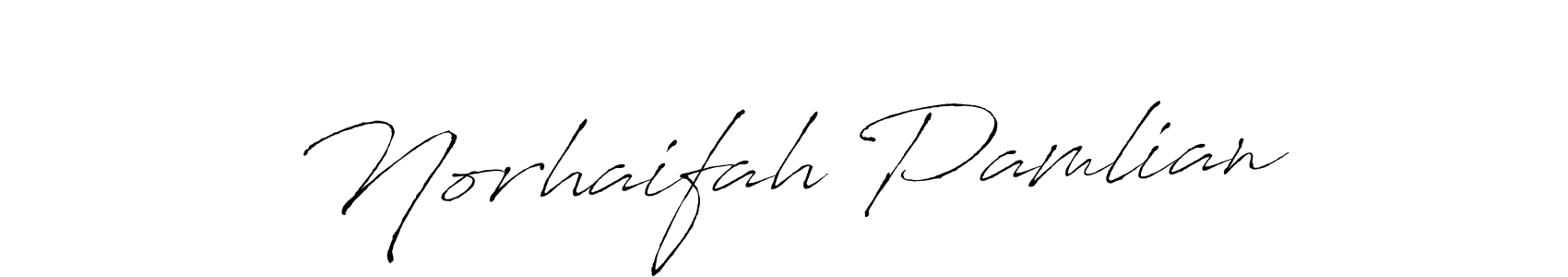 Antro_Vectra is a professional signature style that is perfect for those who want to add a touch of class to their signature. It is also a great choice for those who want to make their signature more unique. Get Norhaifah Pamlian name to fancy signature for free. Norhaifah Pamlian signature style 6 images and pictures png