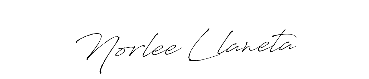 How to make Norlee Llaneta name signature. Use Antro_Vectra style for creating short signs online. This is the latest handwritten sign. Norlee Llaneta signature style 6 images and pictures png