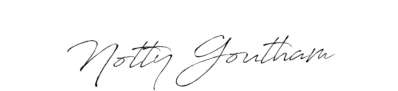 Use a signature maker to create a handwritten signature online. With this signature software, you can design (Antro_Vectra) your own signature for name Notty Goutham. Notty Goutham signature style 6 images and pictures png