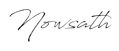 A sleek calligraphic signature for name Nowsath utilizing Antro_Vectra styling. Great for adding personal signatures to photos and art. Nowsath signature style 6 images and pictures png