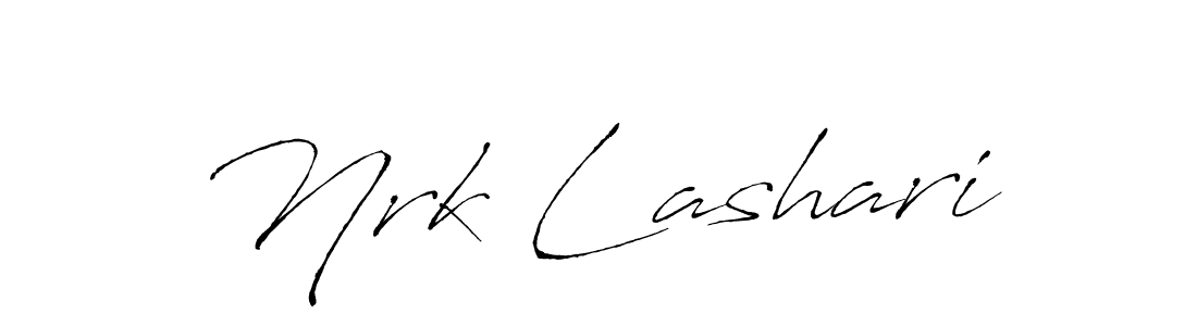 How to make Nrk Lashari name signature. Use Antro_Vectra style for creating short signs online. This is the latest handwritten sign. Nrk Lashari signature style 6 images and pictures png