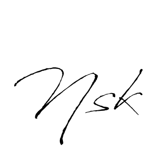 Create a beautiful signature design for name Nsk. With this signature (Antro_Vectra) fonts, you can make a handwritten signature for free. Nsk signature style 6 images and pictures png