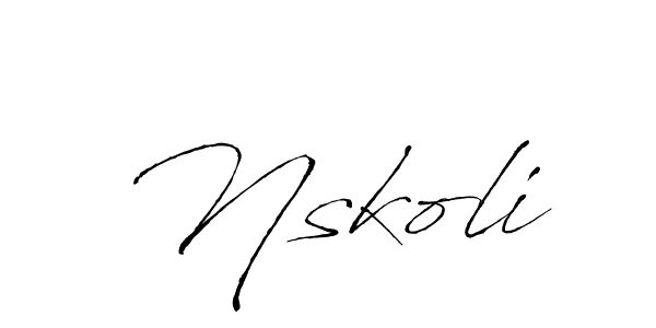 Use a signature maker to create a handwritten signature online. With this signature software, you can design (Antro_Vectra) your own signature for name Nskoli. Nskoli signature style 6 images and pictures png