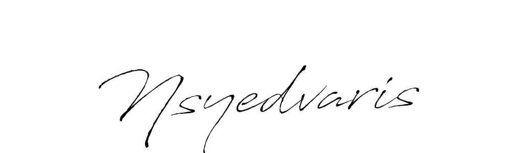 Use a signature maker to create a handwritten signature online. With this signature software, you can design (Antro_Vectra) your own signature for name Nsyedvaris. Nsyedvaris signature style 6 images and pictures png