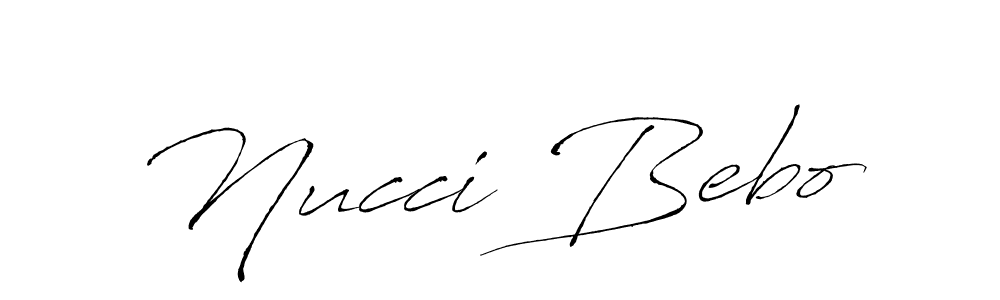 How to make Nucci Bebo name signature. Use Antro_Vectra style for creating short signs online. This is the latest handwritten sign. Nucci Bebo signature style 6 images and pictures png