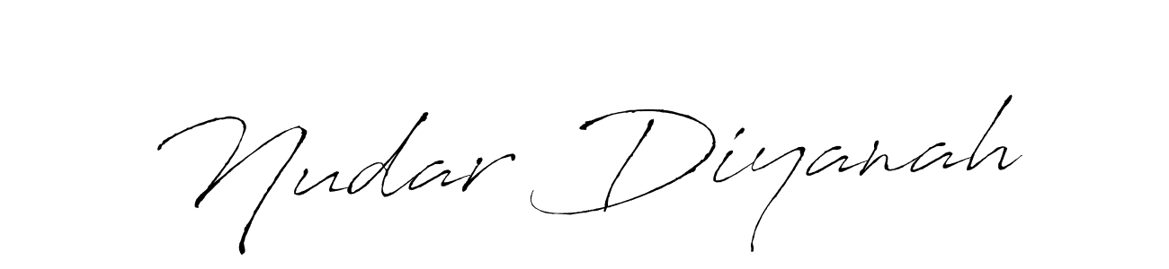 How to make Nudar Diyanah name signature. Use Antro_Vectra style for creating short signs online. This is the latest handwritten sign. Nudar Diyanah signature style 6 images and pictures png