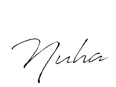 Make a beautiful signature design for name Nuha. With this signature (Antro_Vectra) style, you can create a handwritten signature for free. Nuha signature style 6 images and pictures png