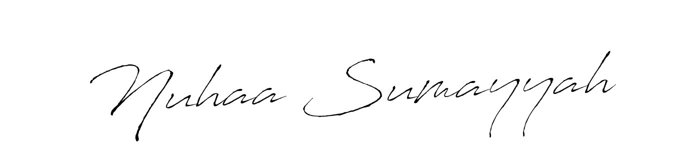 Use a signature maker to create a handwritten signature online. With this signature software, you can design (Antro_Vectra) your own signature for name Nuhaa Sumayyah. Nuhaa Sumayyah signature style 6 images and pictures png