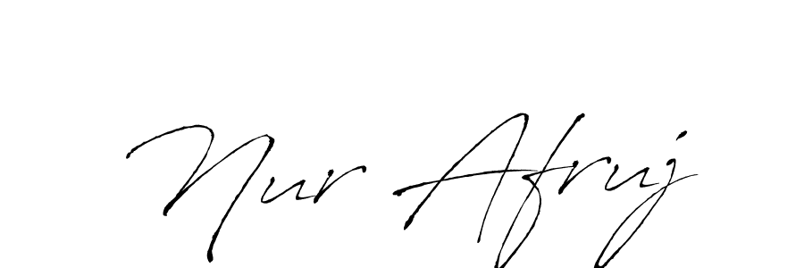 How to make Nur Afruj name signature. Use Antro_Vectra style for creating short signs online. This is the latest handwritten sign. Nur Afruj signature style 6 images and pictures png
