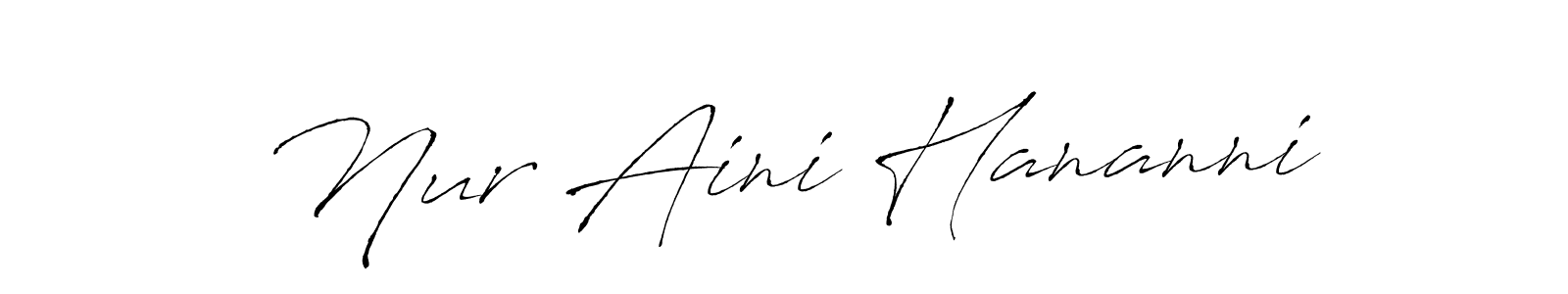How to make Nur Aini Hananni name signature. Use Antro_Vectra style for creating short signs online. This is the latest handwritten sign. Nur Aini Hananni signature style 6 images and pictures png
