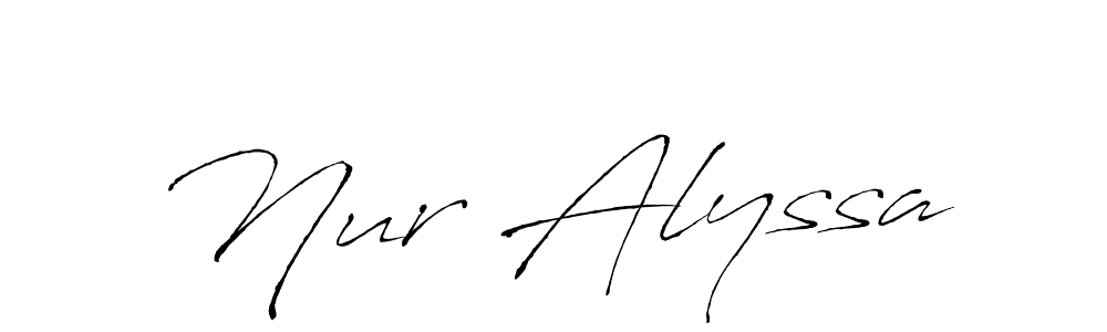 Make a beautiful signature design for name Nur Alyssa. With this signature (Antro_Vectra) style, you can create a handwritten signature for free. Nur Alyssa signature style 6 images and pictures png