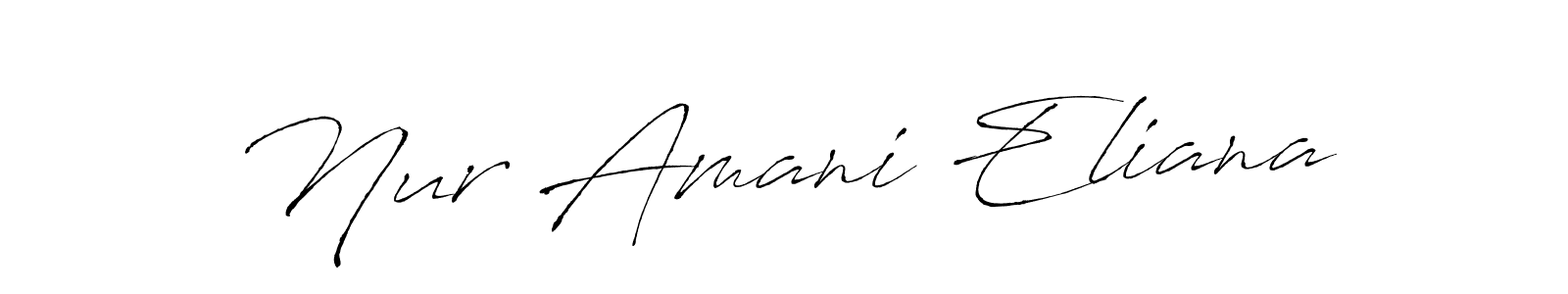 How to make Nur Amani Eliana name signature. Use Antro_Vectra style for creating short signs online. This is the latest handwritten sign. Nur Amani Eliana signature style 6 images and pictures png