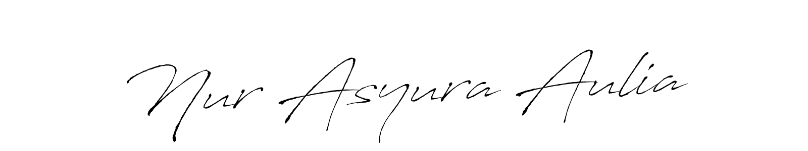 How to make Nur Asyura Aulia name signature. Use Antro_Vectra style for creating short signs online. This is the latest handwritten sign. Nur Asyura Aulia signature style 6 images and pictures png