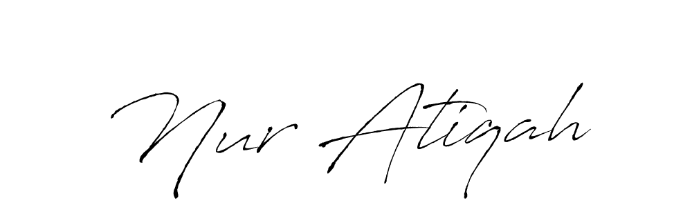 How to make Nur Atiqah name signature. Use Antro_Vectra style for creating short signs online. This is the latest handwritten sign. Nur Atiqah signature style 6 images and pictures png