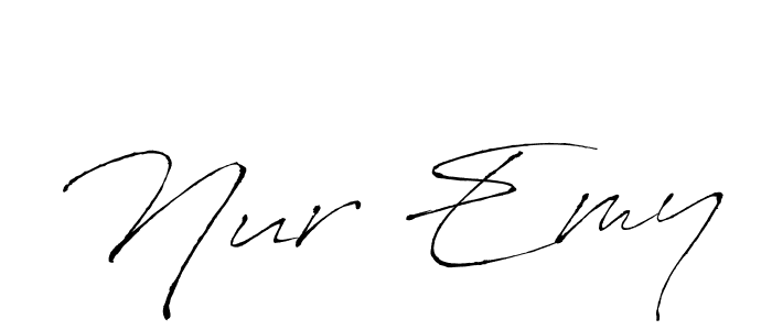 The best way (Antro_Vectra) to make a short signature is to pick only two or three words in your name. The name Nur Emy include a total of six letters. For converting this name. Nur Emy signature style 6 images and pictures png