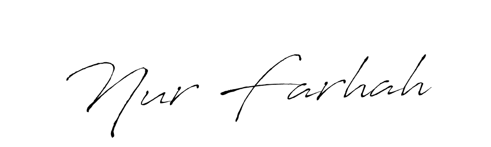 Make a beautiful signature design for name Nur Farhah. With this signature (Antro_Vectra) style, you can create a handwritten signature for free. Nur Farhah signature style 6 images and pictures png