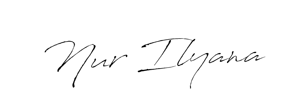 Make a beautiful signature design for name Nur Ilyana. With this signature (Antro_Vectra) style, you can create a handwritten signature for free. Nur Ilyana signature style 6 images and pictures png