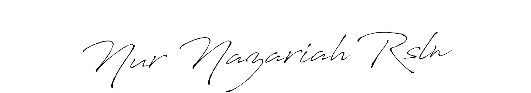 This is the best signature style for the Nur Nazariah Rsln name. Also you like these signature font (Antro_Vectra). Mix name signature. Nur Nazariah Rsln signature style 6 images and pictures png