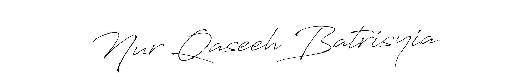 Antro_Vectra is a professional signature style that is perfect for those who want to add a touch of class to their signature. It is also a great choice for those who want to make their signature more unique. Get Nur Qaseeh Batrisyia name to fancy signature for free. Nur Qaseeh Batrisyia signature style 6 images and pictures png