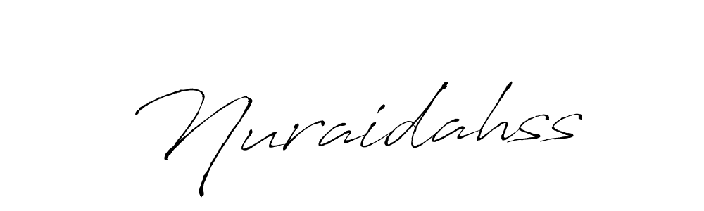 You can use this online signature creator to create a handwritten signature for the name Nuraidahss. This is the best online autograph maker. Nuraidahss signature style 6 images and pictures png