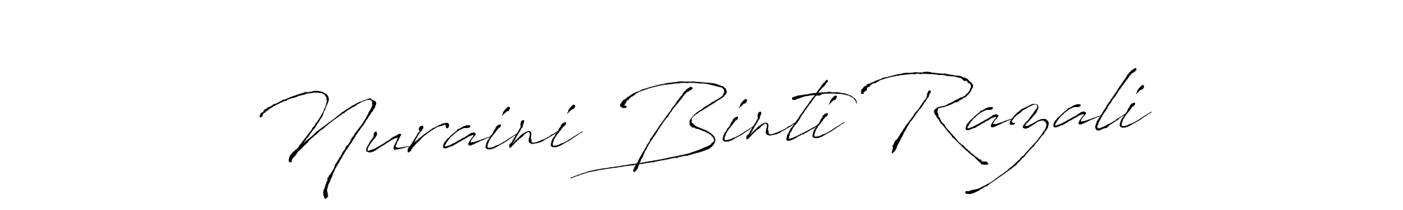 Make a beautiful signature design for name Nuraini Binti Razali. With this signature (Antro_Vectra) style, you can create a handwritten signature for free. Nuraini Binti Razali signature style 6 images and pictures png
