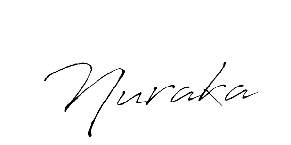 Use a signature maker to create a handwritten signature online. With this signature software, you can design (Antro_Vectra) your own signature for name Nuraka. Nuraka signature style 6 images and pictures png