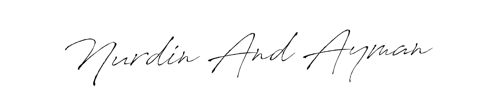 How to make Nurdin And Ayman name signature. Use Antro_Vectra style for creating short signs online. This is the latest handwritten sign. Nurdin And Ayman signature style 6 images and pictures png