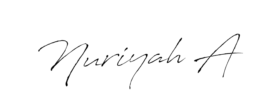 The best way (Antro_Vectra) to make a short signature is to pick only two or three words in your name. The name Nuriyah A include a total of six letters. For converting this name. Nuriyah A signature style 6 images and pictures png
